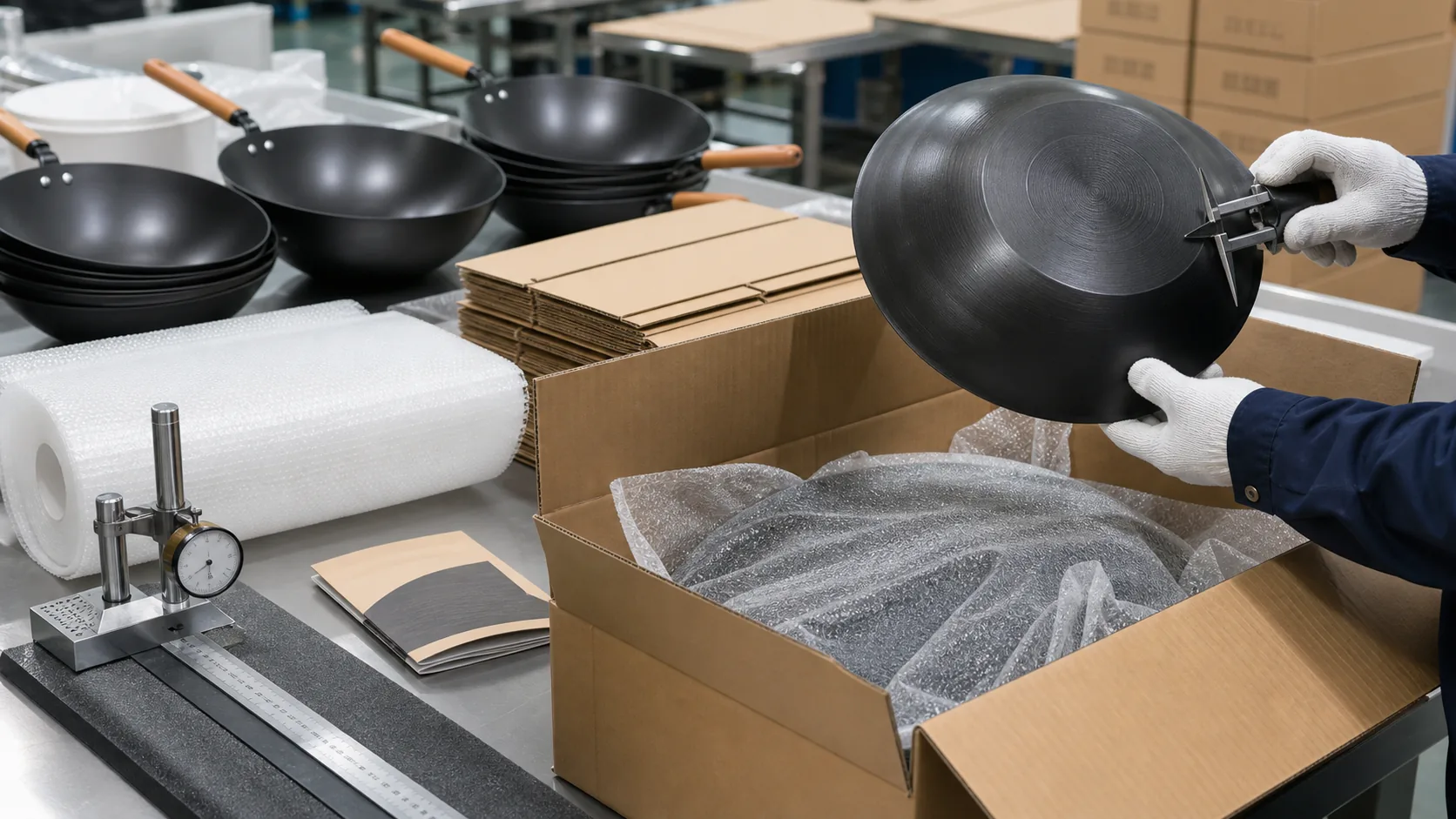Nitrided wok quality control and packaging reference